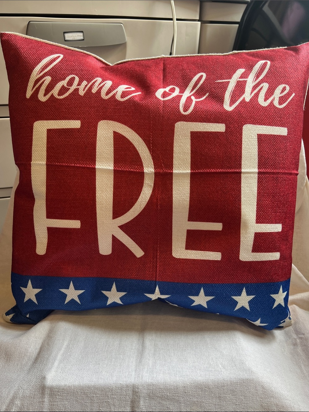 Home of the Free Red & Blue Holiday Accent Pillow